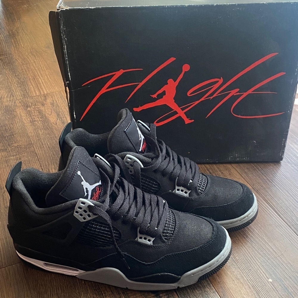 Jordan 4 Military Black and Gray Retro Sneakers